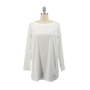NWT J. Jill Boatneck Solid White Cotton Long Sleeve Tunic Top S
